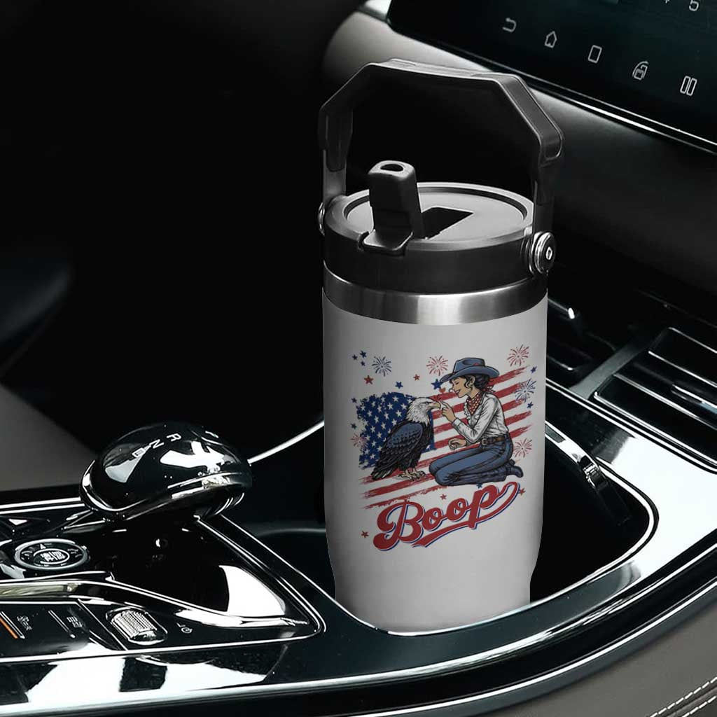 Boop Eagle Flip Straw Tumbler Western Cowgirl Patriotic USA American 4th of July