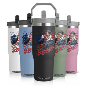 Boop Eagle Flip Straw Tumbler Western Cowgirl Patriotic USA American 4th of July