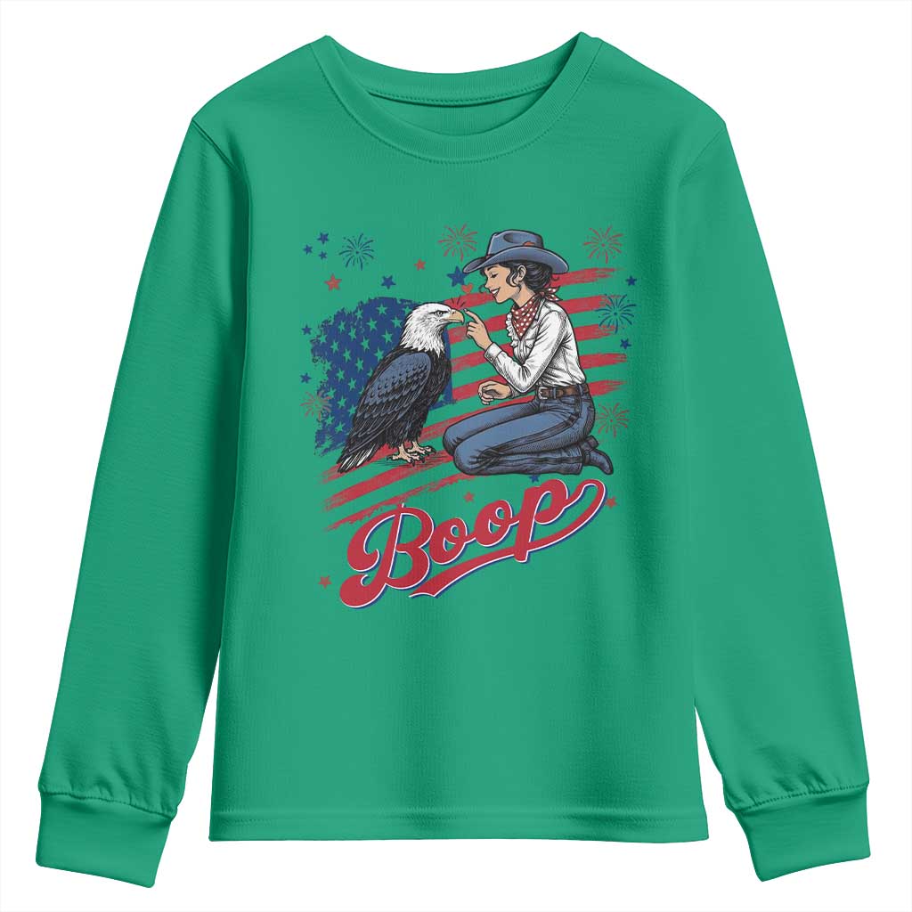 Boop Eagle Youth Sweatshirt Western Cowgirl Patriotic USA American 4th of July