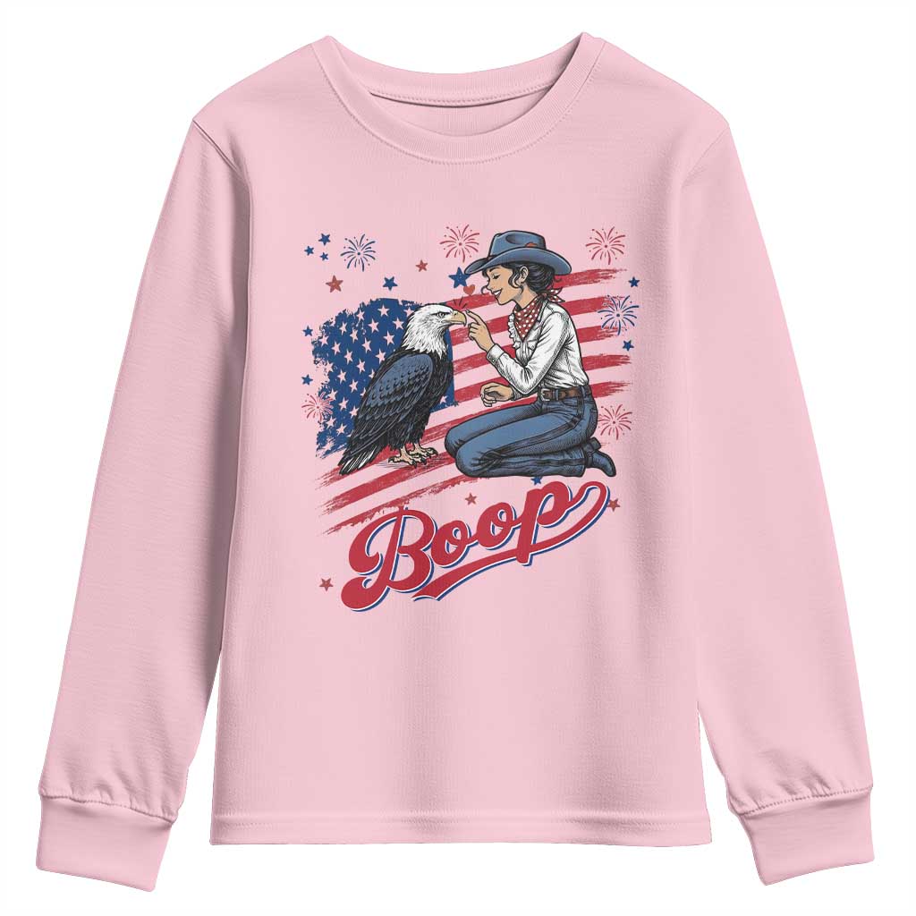 Boop Eagle Youth Sweatshirt Western Cowgirl Patriotic USA American 4th of July
