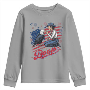 Boop Eagle Youth Sweatshirt Western Cowgirl Patriotic USA American 4th of July