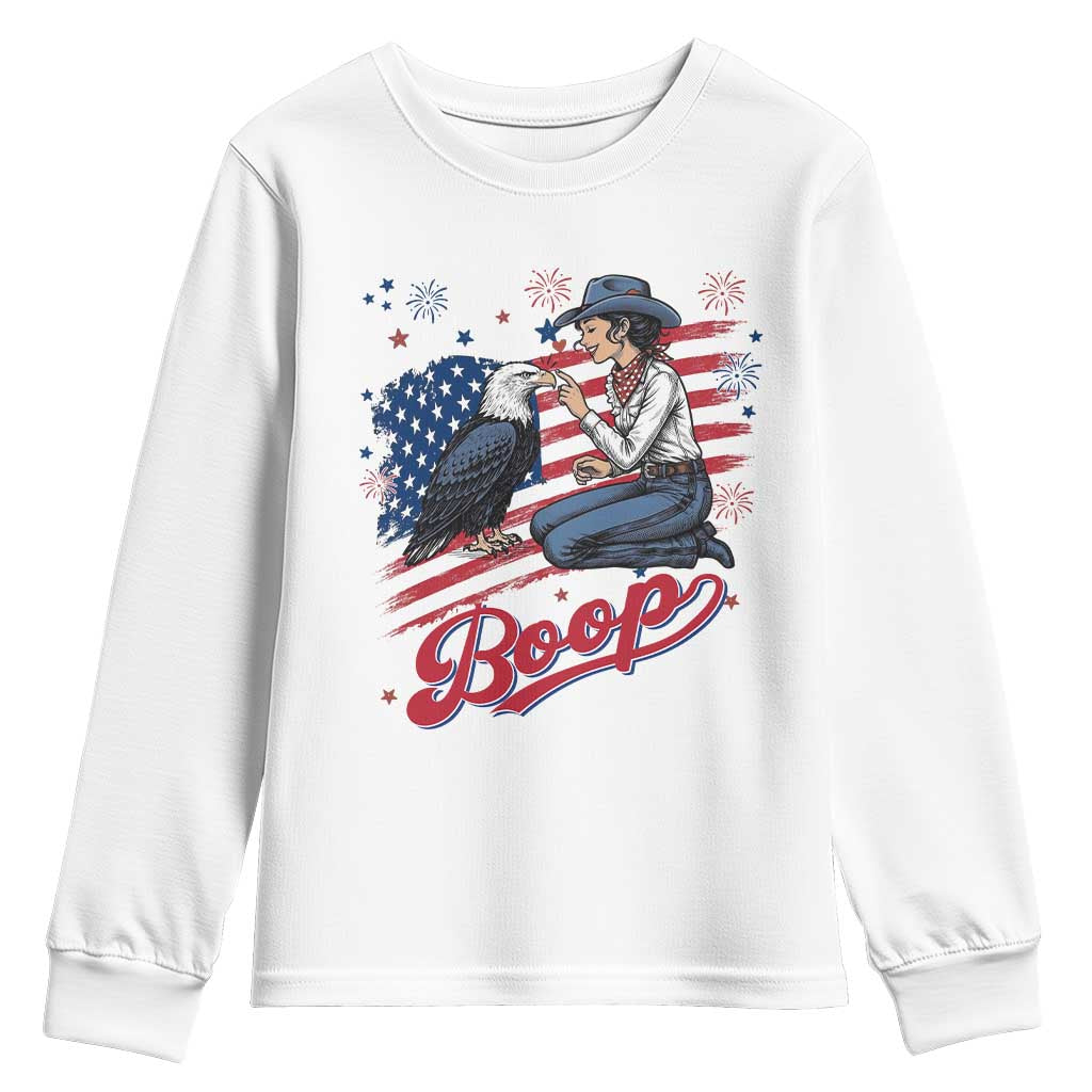 Boop Eagle Youth Sweatshirt Western Cowgirl Patriotic USA American 4th of July TS14 White Print Your Wear