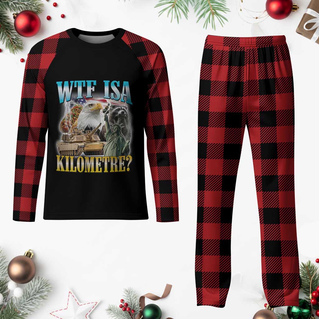 WTF is A Kilometer Plaid Pajama Set Funny USA Patriotic Bootleg Meme TS14 Buffalo Plaid Print Your Wear