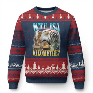 WTF is A Kilometer Ugly Christmas Sweater Funny USA Patriotic Bootleg Meme