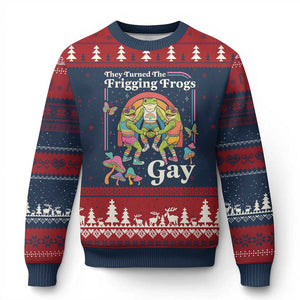 They Turned The Frigging Frogs Gay Ugly Christmas Sweater Funny LGBTQ Pride Month