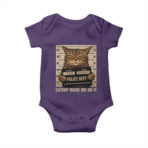 Funny Cat Mugshot Baby Onesie Catnip Made Me Do It TS14 Purple Print Your Wear