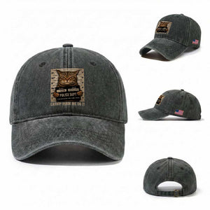 Funny Cat Mugshot Washed Cotton Baseball Cap Catnip Made Me Do It TS14 Washed Cap Universal Fit Dark Green Print Your Wear
