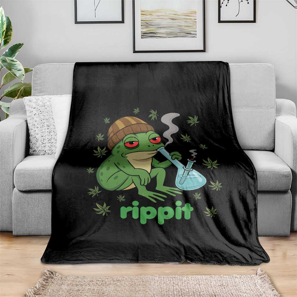 Rippit Frog Throw Blanket Funny 420 Stoner Weed Humor TS14 Print Your Wear
