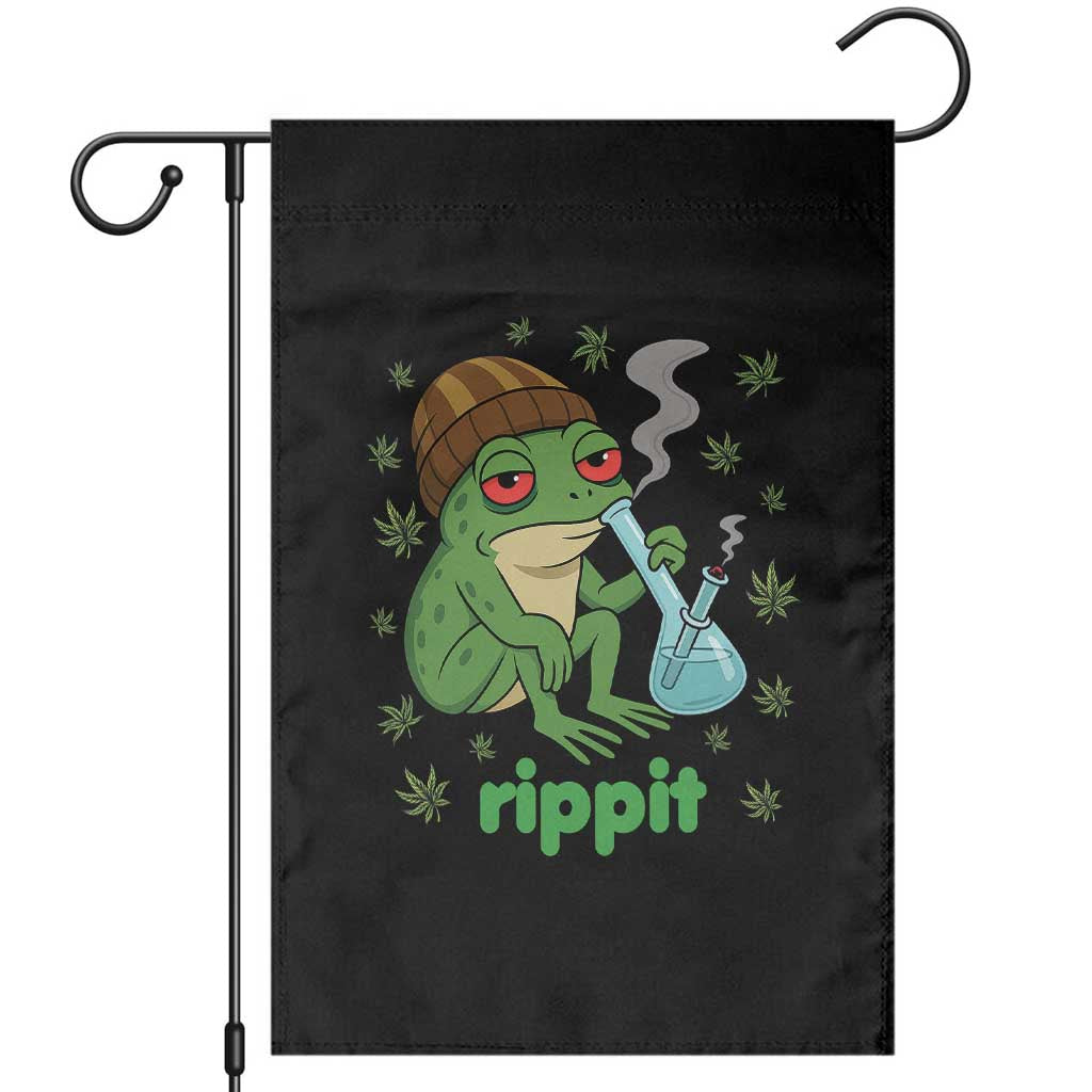 Rippit Frog Garden Flag Funny 420 Stoner Weed Humor TS14 Black Print Your Wear