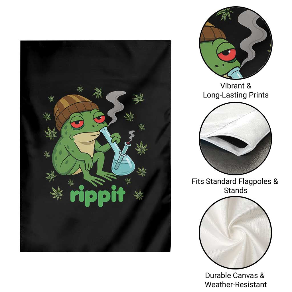 Rippit Frog Garden Flag Funny 420 Stoner Weed Humor TS14 Print Your Wear