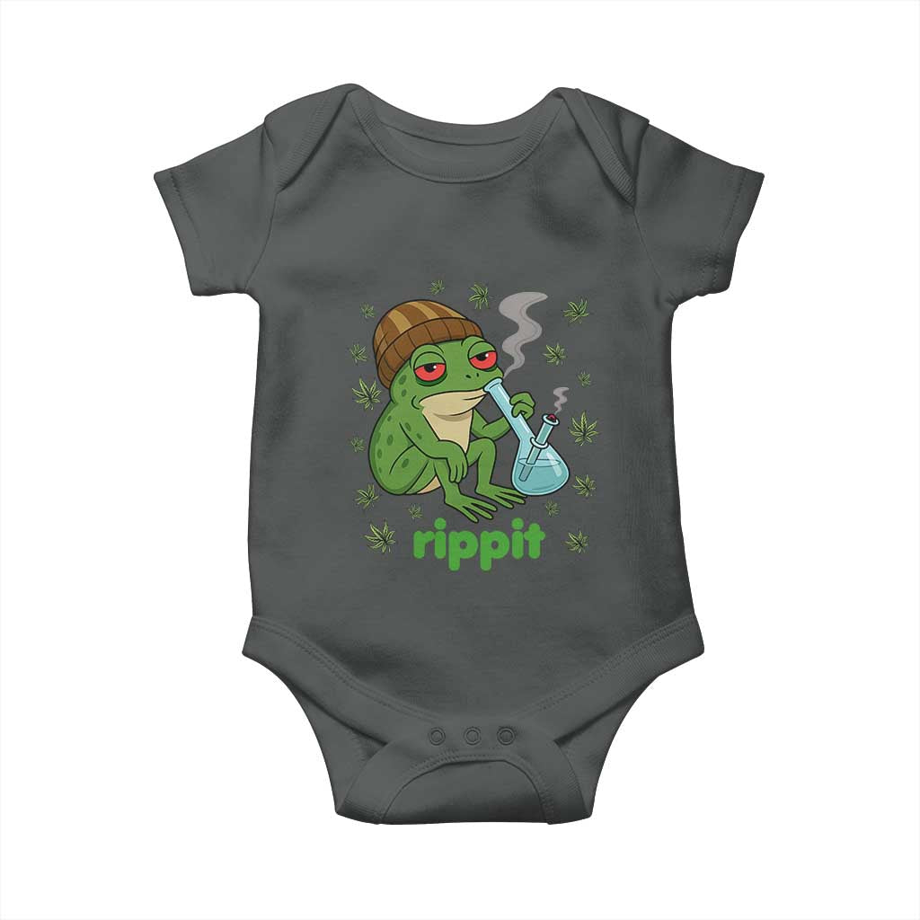 Rippit Frog Baby Onesie Funny 420 Stoner Weed Humor TS14 Dark Heather Print Your Wear