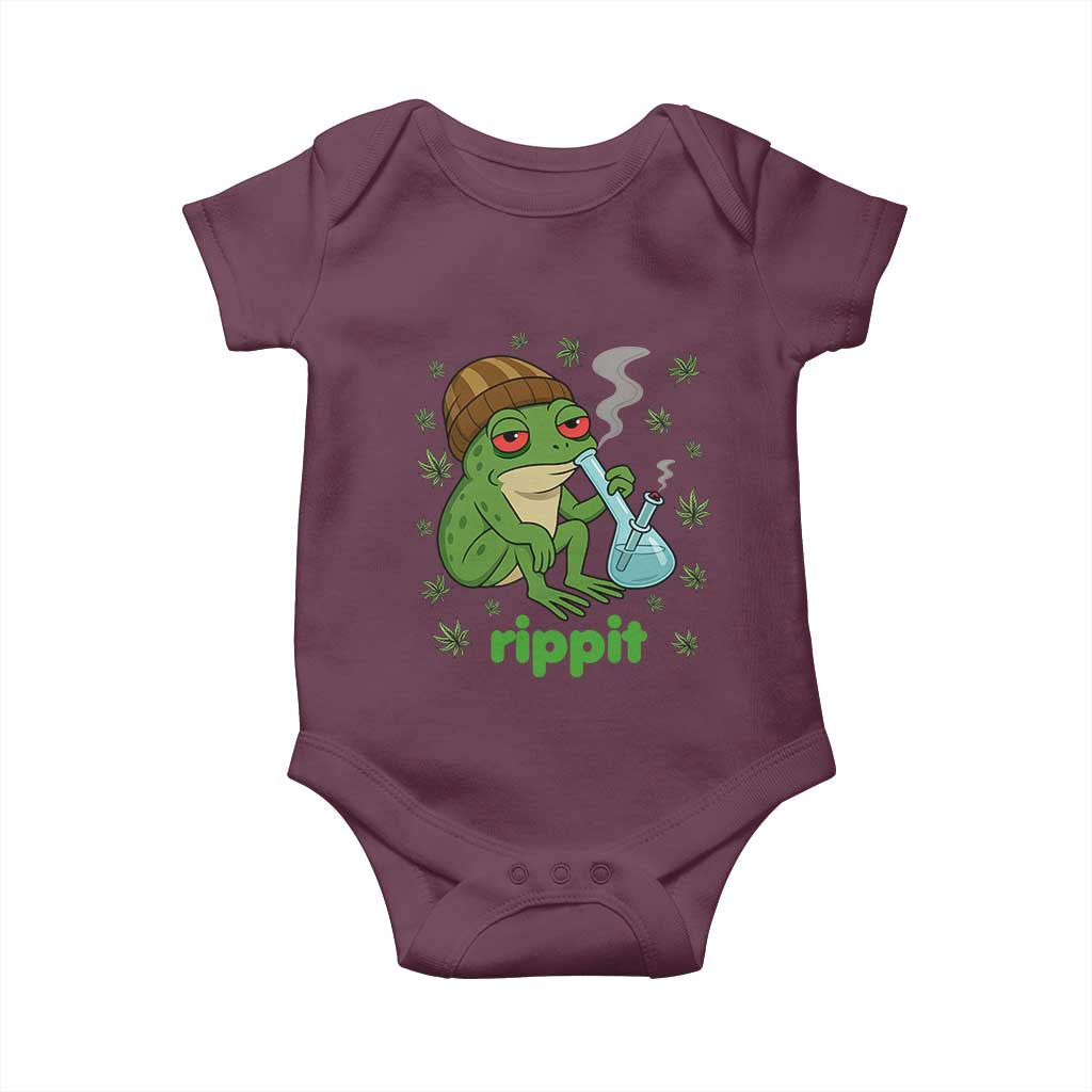 Rippit Frog Baby Onesie Funny 420 Stoner Weed Humor TS14 Maroon Print Your Wear