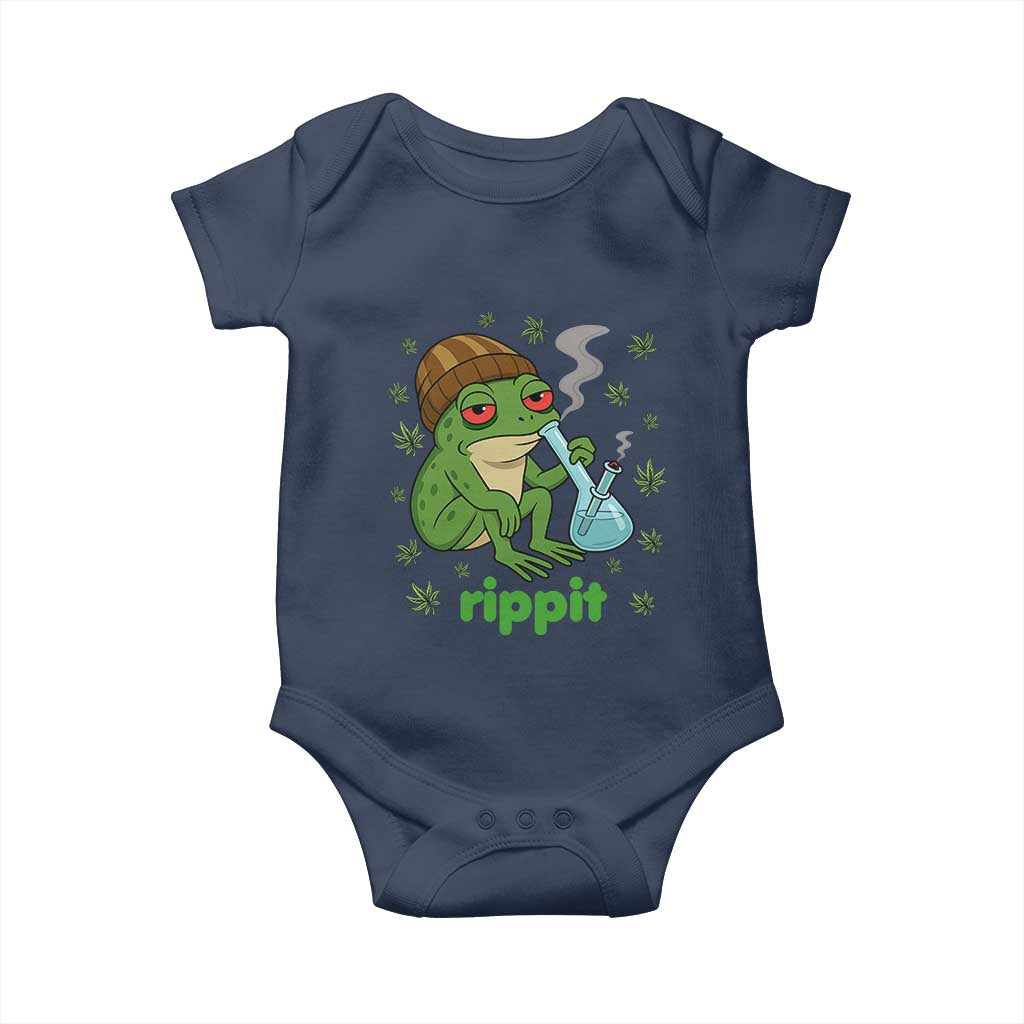 Rippit Frog Baby Onesie Funny 420 Stoner Weed Humor TS14 Navy Print Your Wear