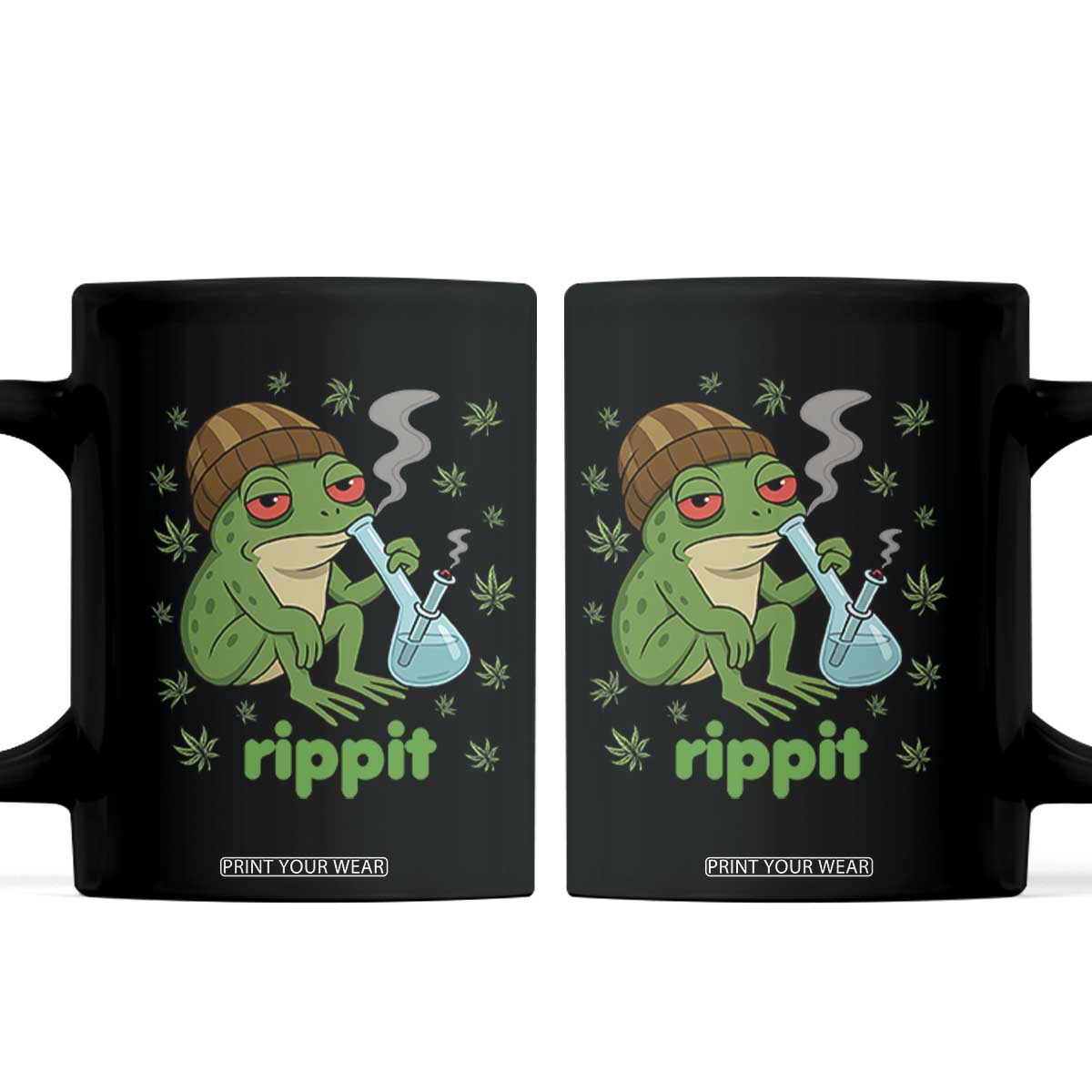 Rippit Frog Coffee Mug Funny 420 Stoner Weed Humor TS14 Black Print Your Wear