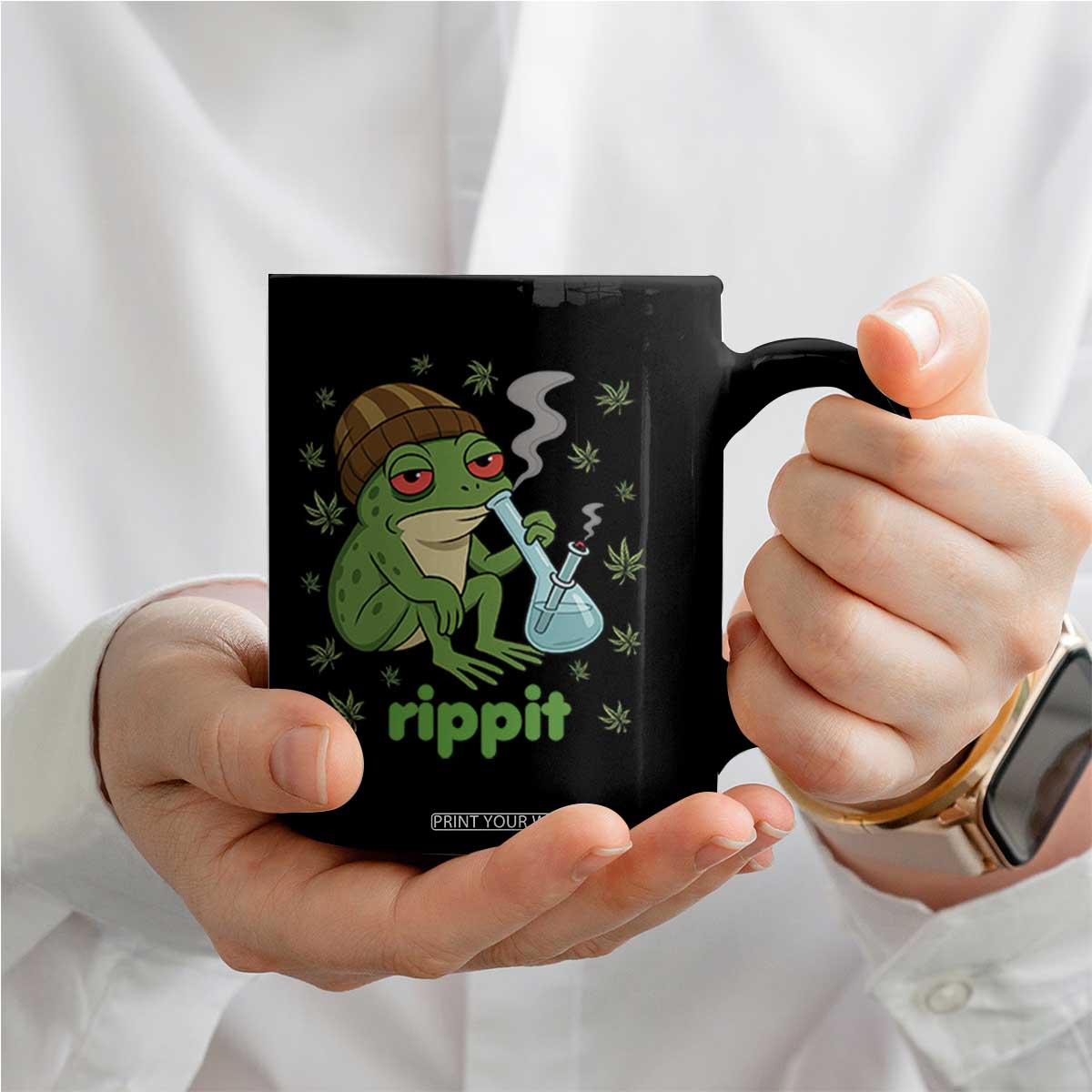 Rippit Frog Coffee Mug Funny 420 Stoner Weed Humor TS14 Print Your Wear