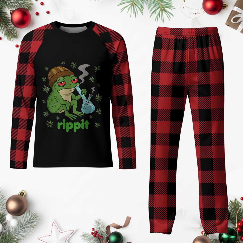 Rippit Frog Plaid Pajama Set Funny 420 Stoner Weed Humor TS14 Buffalo Plaid Print Your Wear