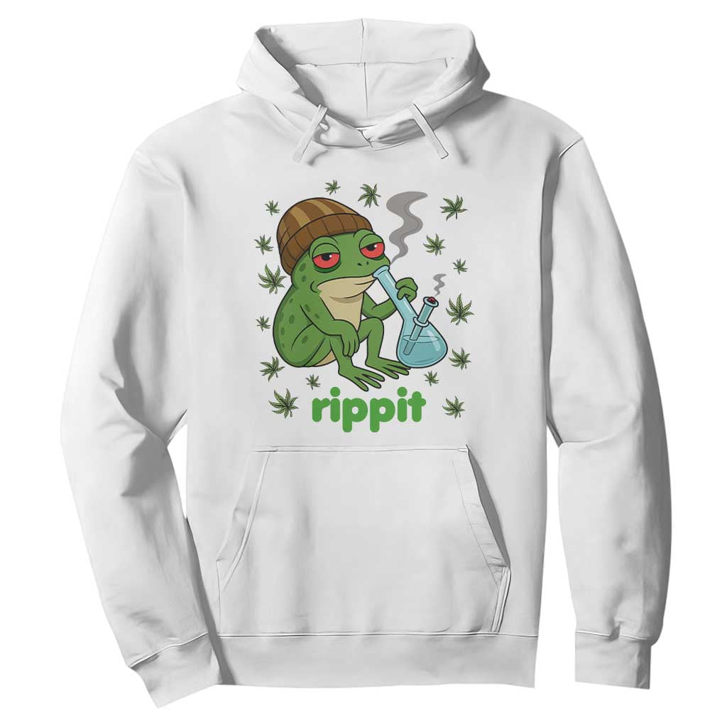 Rippit Frog Hoodie Funny 420 Stoner Weed Humor TS14 White Print Your Wear