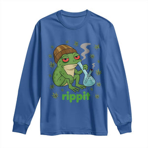 Rippit Frog Long Sleeve Shirt Funny 420 Stoner Weed Humor TS14 Royal Blue Print Your Wear