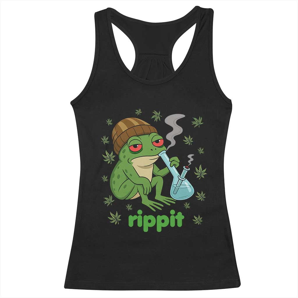 Rippit Frog Racerback Tank Top Funny 420 Stoner Weed Humor TS14 Black Print Your Wear