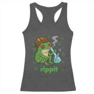 Rippit Frog Racerback Tank Top Funny 420 Stoner Weed Humor TS14 Dark Heather Print Your Wear