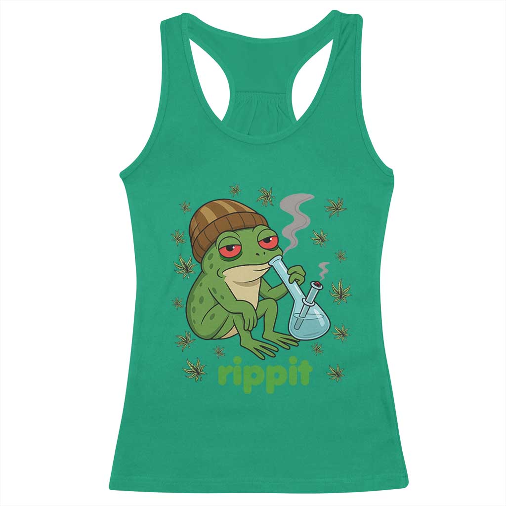 Rippit Frog Racerback Tank Top Funny 420 Stoner Weed Humor TS14 Irish Green Print Your Wear