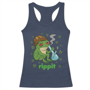 Rippit Frog Racerback Tank Top Funny 420 Stoner Weed Humor TS14 Navy Print Your Wear