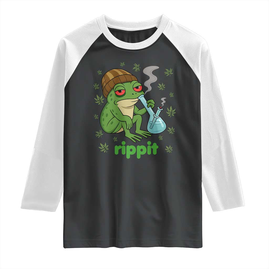 Rippit Frog Raglan Shirt Funny 420 Stoner Weed Humor TS14 Black White Print Your Wear
