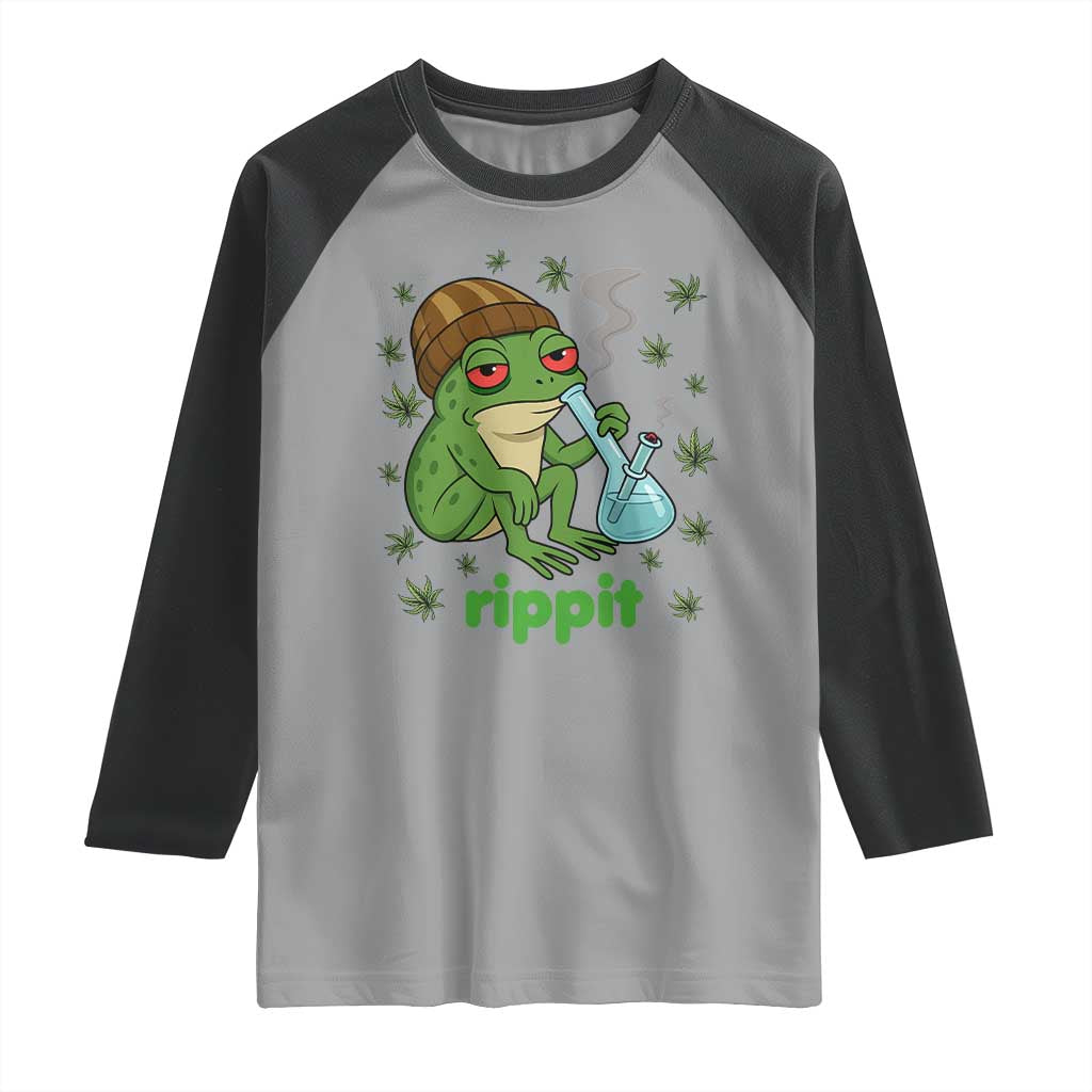 Rippit Frog Raglan Shirt Funny 420 Stoner Weed Humor TS14 Sport Gray Black Print Your Wear