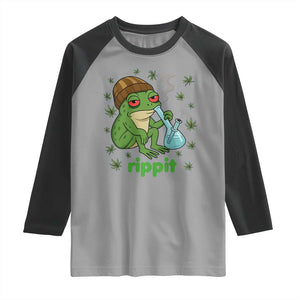 Rippit Frog Raglan Shirt Funny 420 Stoner Weed Humor TS14 Sport Gray Black Print Your Wear