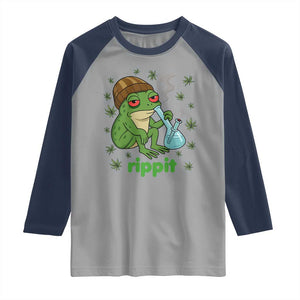 Rippit Frog Raglan Shirt Funny 420 Stoner Weed Humor TS14 Sport Gray Navy Print Your Wear