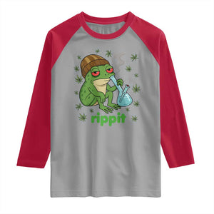 Rippit Frog Raglan Shirt Funny 420 Stoner Weed Humor TS14 Sport Gray Red Print Your Wear