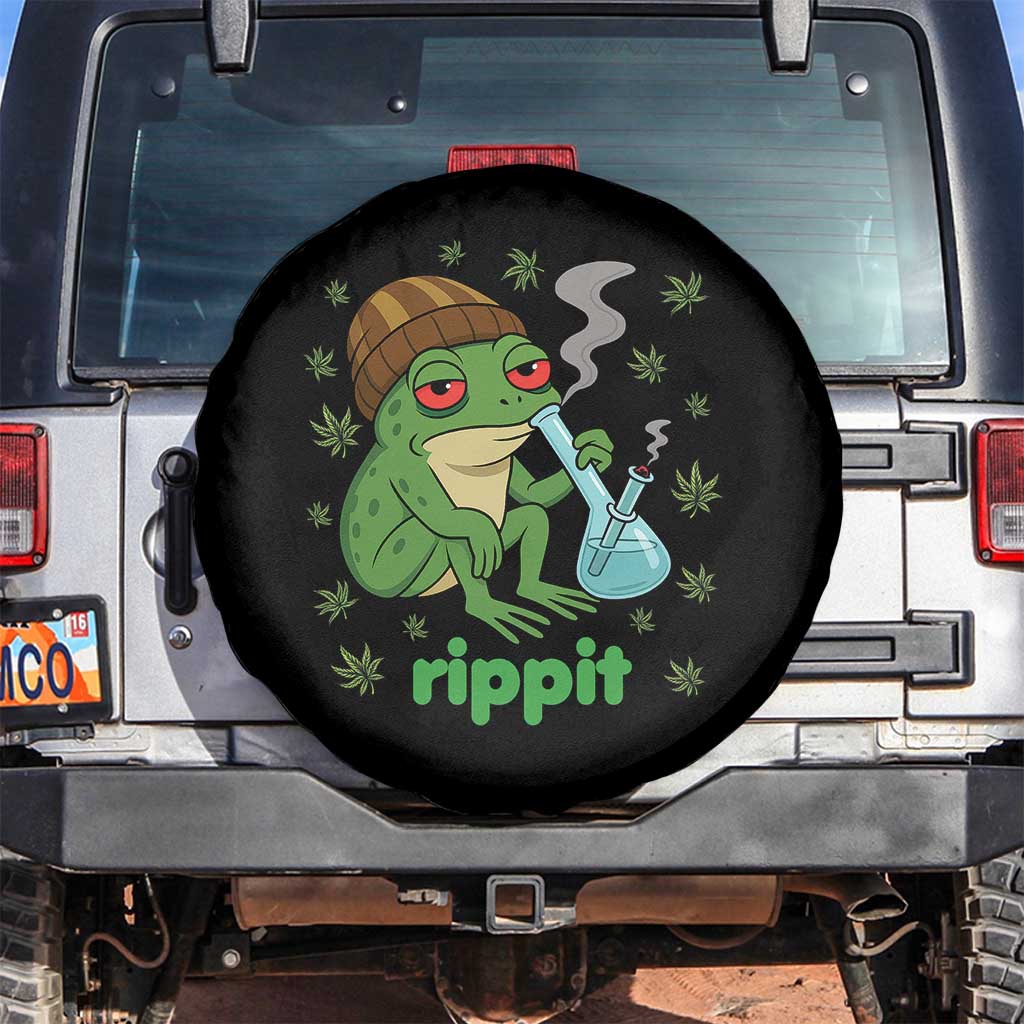 Rippit Frog Spare Tire Cover Funny 420 Stoner Weed Humor TS14 No hole Black Print Your Wear