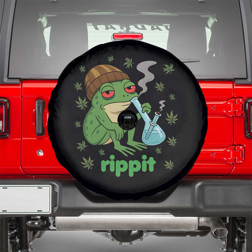 Rippit Frog Spare Tire Cover Funny 420 Stoner Weed Humor TS14 Black Print Your Wear