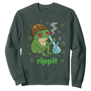 Rippit Frog Sweatshirt Funny 420 Stoner Weed Humor TS14 Dark Forest Green Print Your Wear