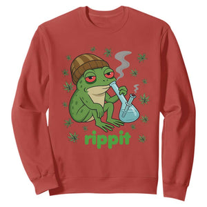 Rippit Frog Sweatshirt Funny 420 Stoner Weed Humor TS14 Red Print Your Wear