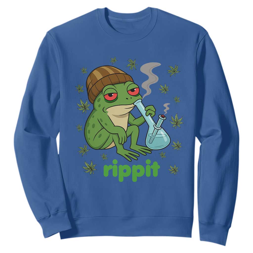 Rippit Frog Sweatshirt Funny 420 Stoner Weed Humor TS14 Royal Blue Print Your Wear