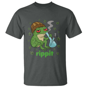 Rippit Frog T Shirt Funny 420 Stoner Weed Humor TS14 Dark Heather Print Your Wear