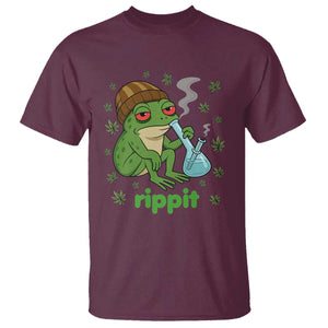 Rippit Frog T Shirt Funny 420 Stoner Weed Humor TS14 Maroon Print Your Wear
