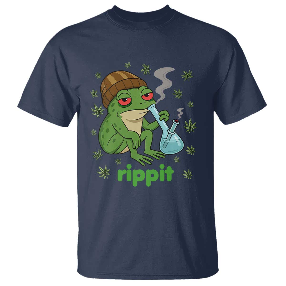 Rippit Frog T Shirt Funny 420 Stoner Weed Humor TS14 Navy Print Your Wear