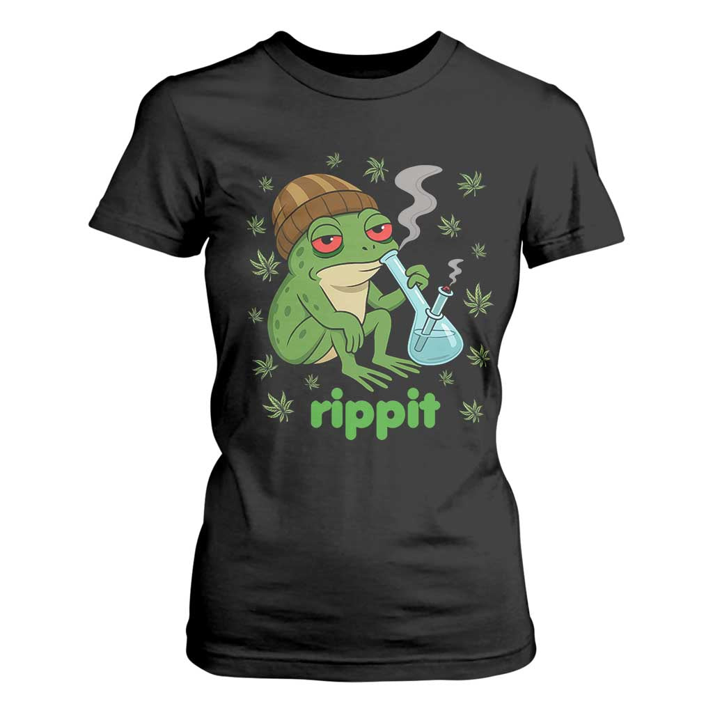 Rippit Frog T Shirt For Women Funny 420 Stoner Weed Humor TS14 Black Print Your Wear