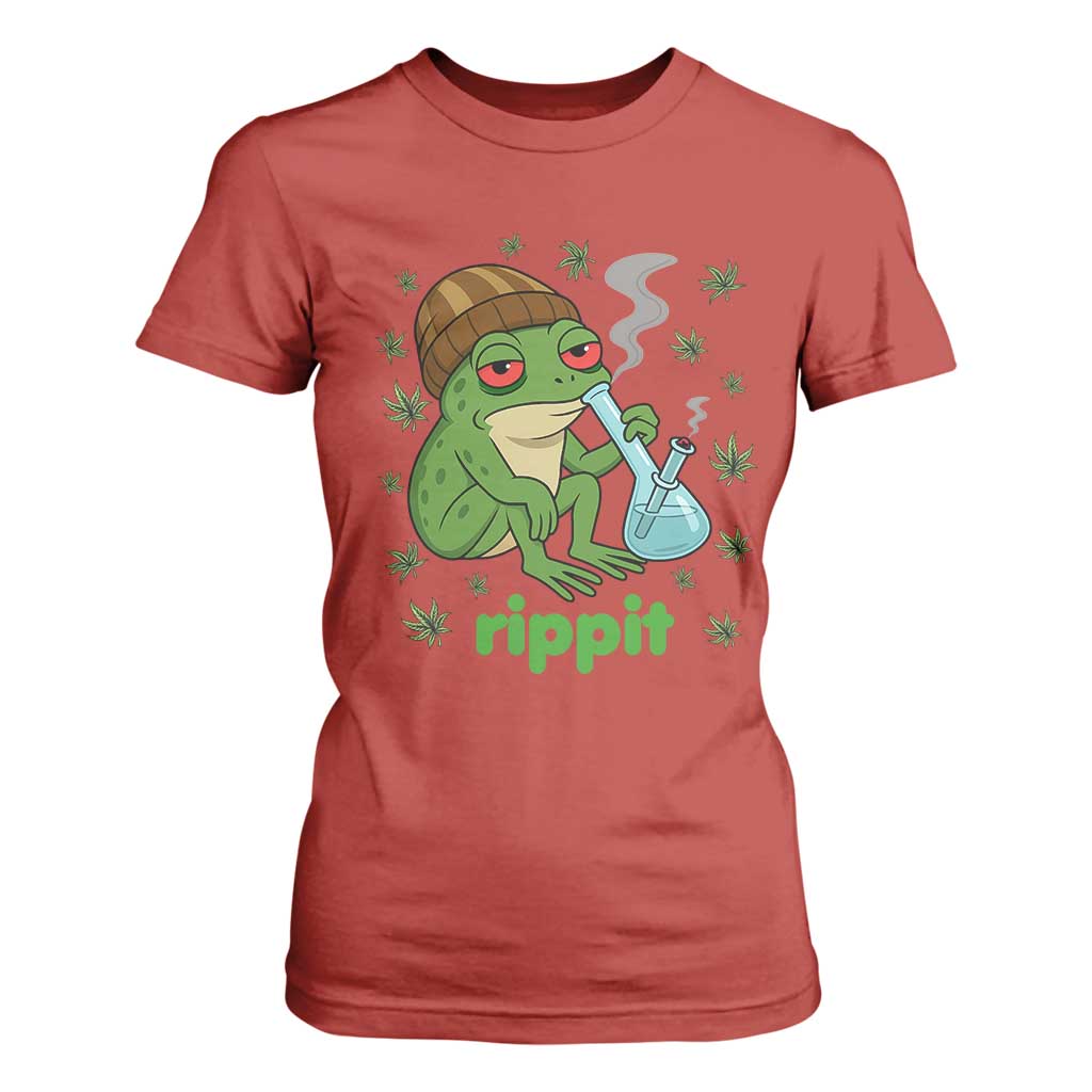 Rippit Frog T Shirt For Women Funny 420 Stoner Weed Humor TS14 Red Print Your Wear