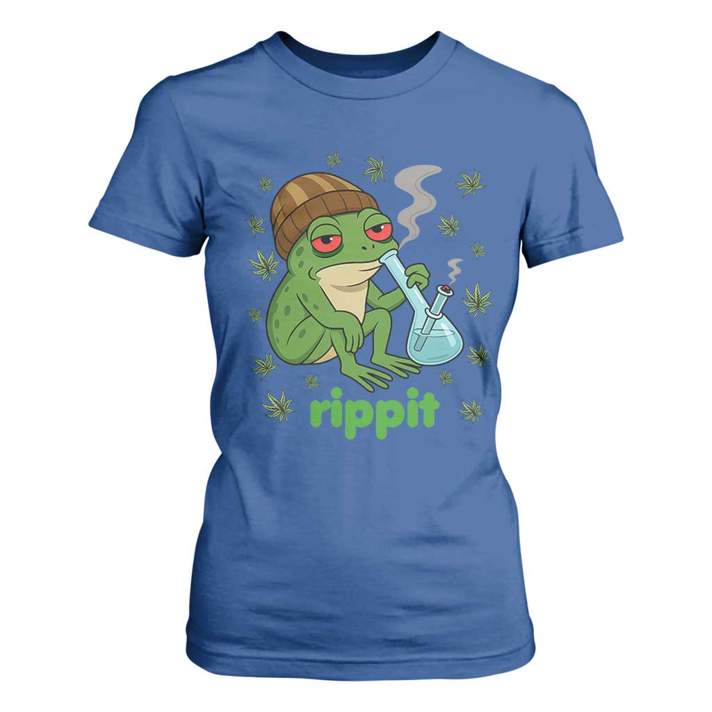 Rippit Frog T Shirt For Women Funny 420 Stoner Weed Humor TS14 Royal Blue Print Your Wear