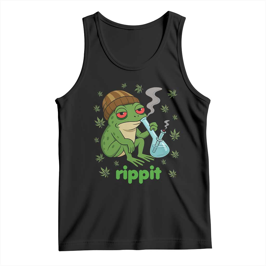 Rippit Frog Tank Top Funny 420 Stoner Weed Humor TS14 Black Print Your Wear