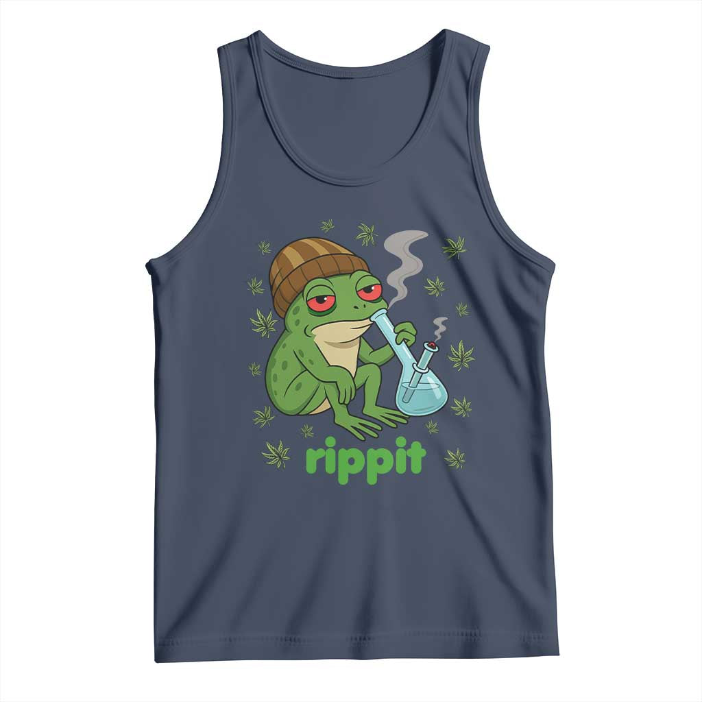 Rippit Frog Tank Top Funny 420 Stoner Weed Humor TS14 Navy Print Your Wear