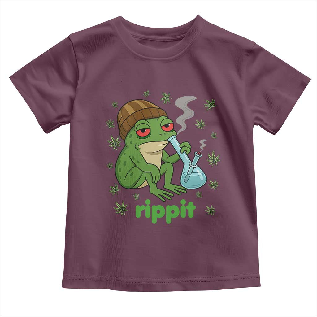 Rippit Frog Toddler T Shirt Funny 420 Stoner Weed Humor TS14 Maroon Print Your Wear