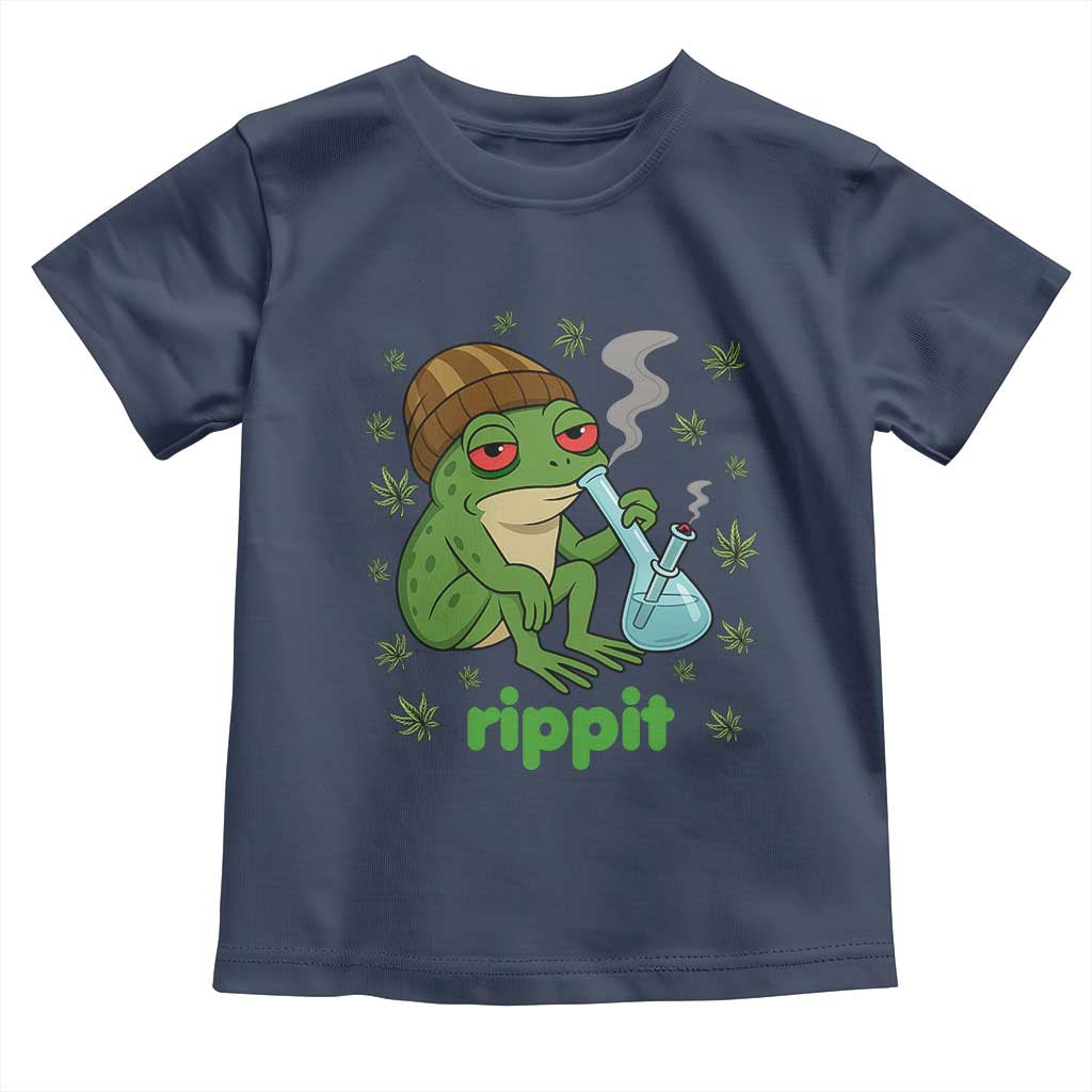 Rippit Frog Toddler T Shirt Funny 420 Stoner Weed Humor TS14 Navy Print Your Wear