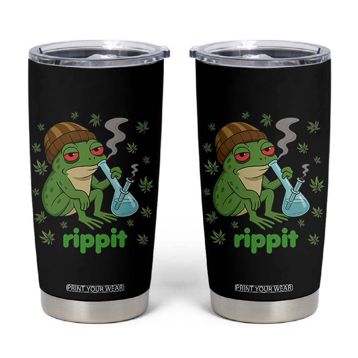 Rippit Frog Tumbler Cup Funny 420 Stoner Weed Humor TS14 Black Print Your Wear