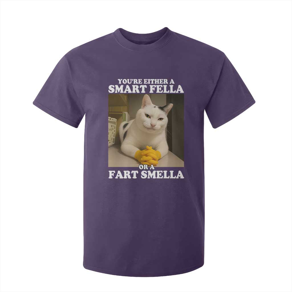 Funny Cat Meme T Shirt For Kid You Are Either A Smart Fella Or A Fart Smella TS14 Purple Print Your Wear