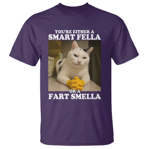 Funny Cat Meme T Shirt You Are Either A Smart Fella Or A Fart Smella TS14 Purple Print Your Wear