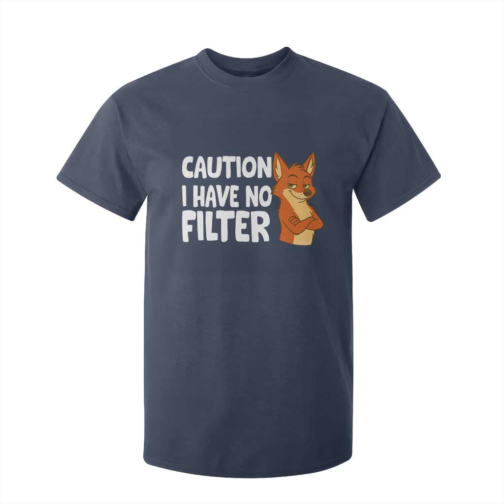 Funny Fox Sarcastic T Shirt For Kid Caution I Have No Filter TS14 Navy Print Your Wear